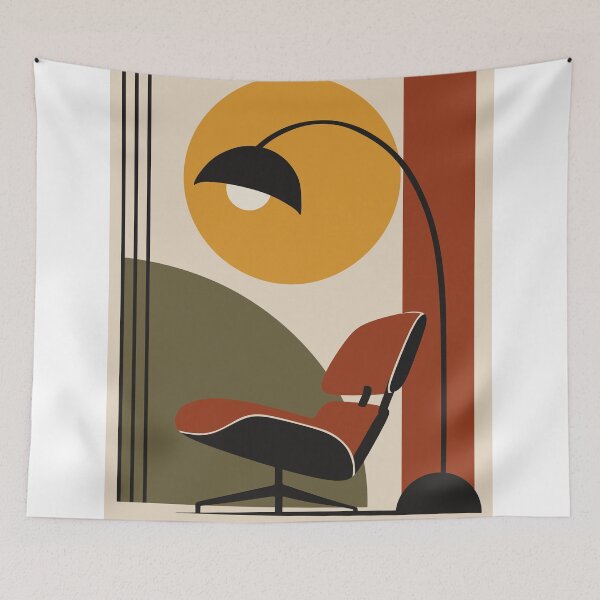 Item preview, Lámina de silla moderna de mediados de siglo, arte Bauhaus, lámina para rincón de lectura retro, arte interior modernista, decoración de sillas vintage, arte geométrico designed and sold by Studio pod Burom.