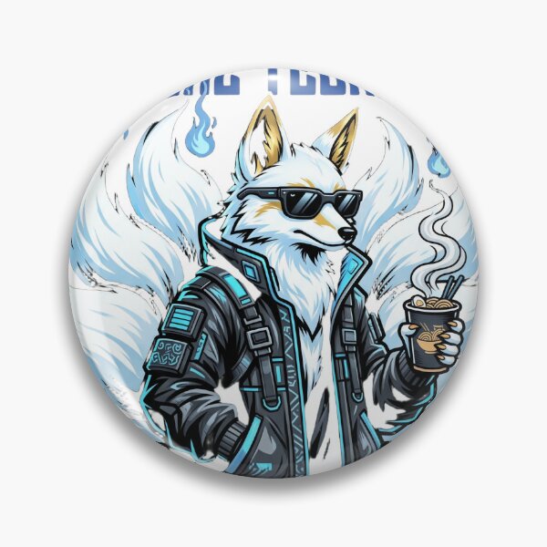 Item preview, Cyberpunk Nine-Tailed Kitsune Fox Techwear Sticker designed and sold by Hikariha Studio.