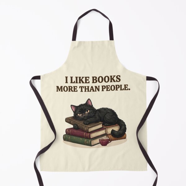Item preview, I Like Books More Than People – Funny Bookish Black Cat designed and sold by NadinArtStudio.