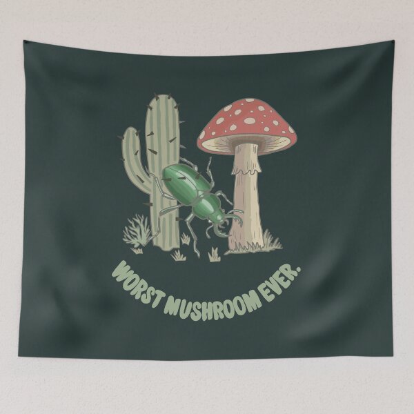Item preview, Stag Beetle and Red Mushroom – Sarcastic Desert Mix-Up Illustration designed and sold by LeshanArt.