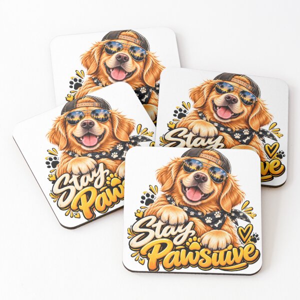 Item preview, Cool Golden Retriever Stay Pawsitive Sunglasses Dog Sticker designed and sold by RedCare.