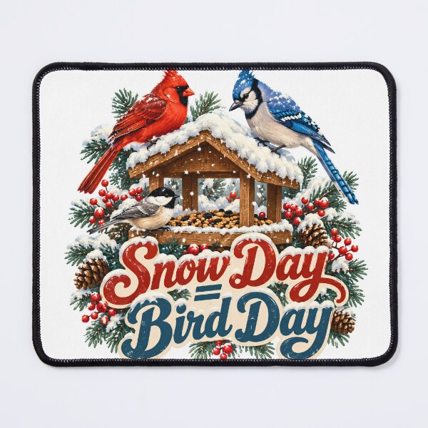 Item preview, Snow Day = Bird Day - Cute Winter Bird Feeder with Cardinal and Blue Jay Birdwatching designed and sold by Neurospicy Trolls.