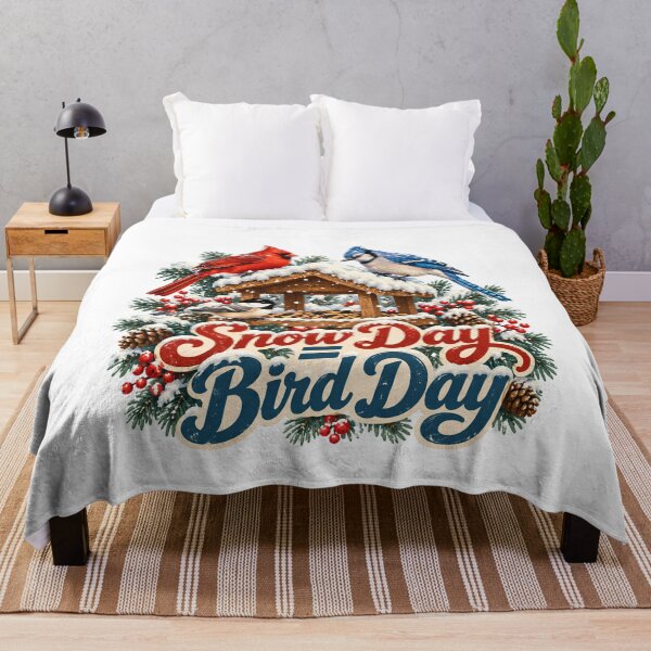 Item preview, Snow Day = Bird Day - Cute Winter Bird Feeder with Cardinal and Blue Jay Birdwatching designed and sold by Neurospicy Trolls.
