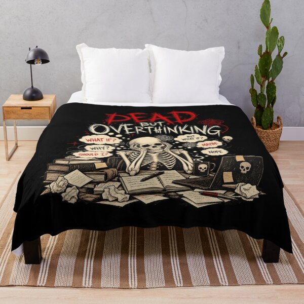 Item preview, Dead But Overthinking Skeleton Funny Dark Humor designed and sold by selvashop.