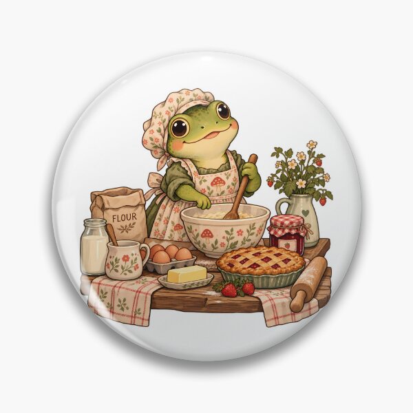 Item preview, Cozy Baking Frog in a Cottage Kitchen designed and sold by BLUEFOX05.