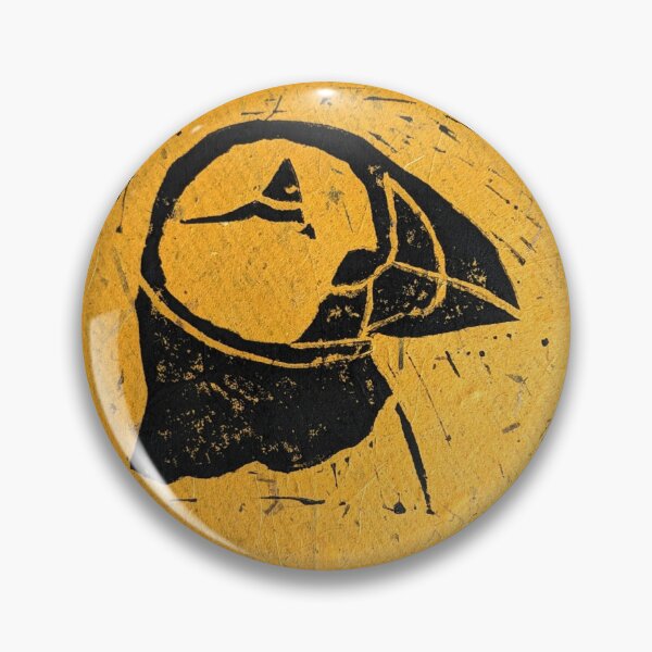 Item preview, Puffin linoprint on amber designed and sold by Pebbles on the Beach.