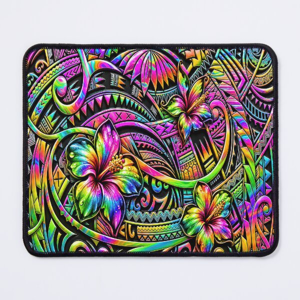 Item preview, Rainbow Polynesian Tribal Hibiscus – Colorful Tropical Island Pattern designed and sold by artistwill.