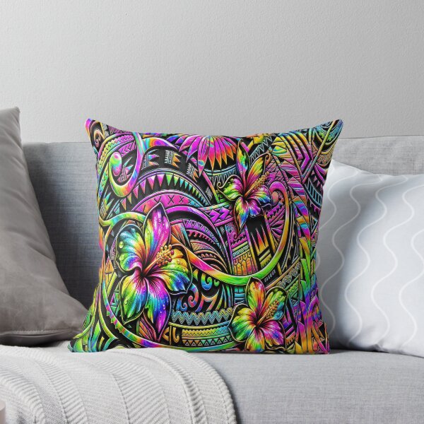 Item preview, Rainbow Polynesian Tribal Hibiscus – Colorful Tropical Island Pattern designed and sold by artistwill.