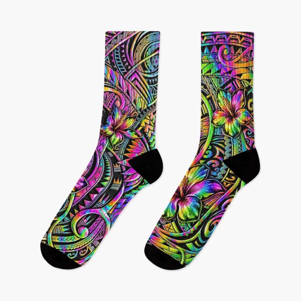 Item preview, Rainbow Polynesian Tribal Hibiscus – Colorful Tropical Island Pattern designed and sold by artistwill.
