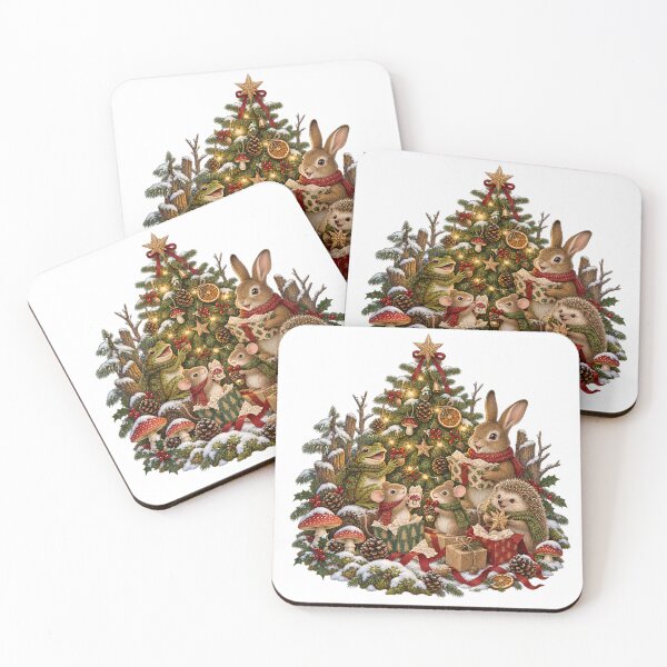 Item preview, Woodland Animals Christmas Tree Party - Cute Goblincore Cottagecore designed and sold by Neurospicy Trolls.