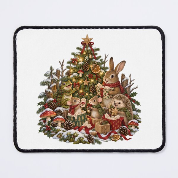 Item preview, Woodland Animals Christmas Tree Party - Cute Goblincore Cottagecore designed and sold by Neurospicy Trolls.