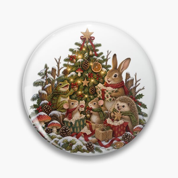 Item preview, Woodland Animals Christmas Tree Party - Cute Goblincore Cottagecore designed and sold by Neurospicy Trolls.