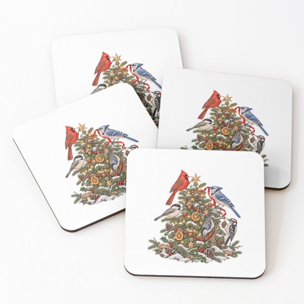 Item preview, Birds Decorating Christmas Tree - Cute Winter Bird Christmas Birdwatching designed and sold by Neurospicy Trolls.