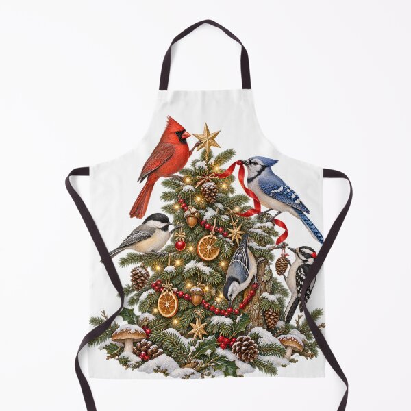 Item preview, Birds Decorating Christmas Tree - Cute Winter Bird Christmas Birdwatching designed and sold by Neurospicy Trolls.