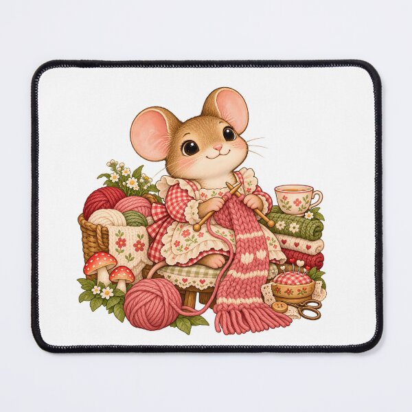Item preview, Knitting Mouse Cozy Cottagecore Grandma Hobby designed and sold by BLUEFOX05.
