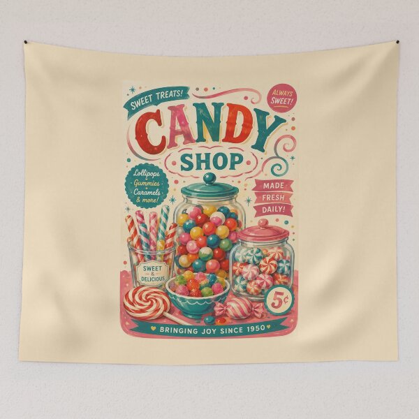 Item preview, Candy Shop Vintage Poster designed and sold by kawaiistudio.