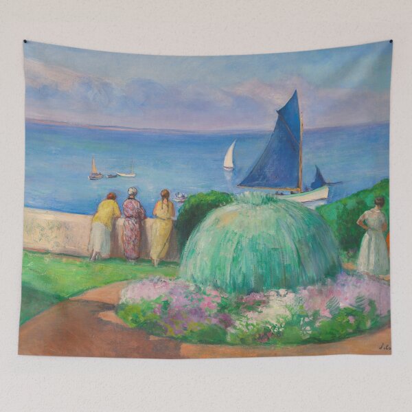 Item preview, The Blue Sail, Préfailles evocative Gilded Age Post-Impressionist coastal scene by French artist Henri Lebasque designed and sold by Jéanpaul  Ferro.