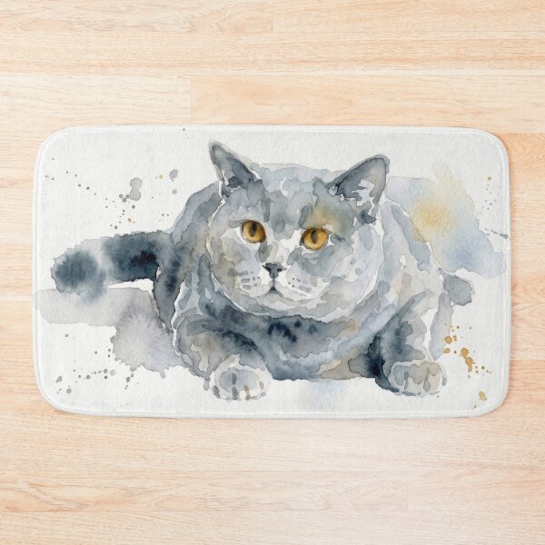 Item preview, British Shorthair Cat, Slate Gray Watercolor designed and sold by caracatita75.