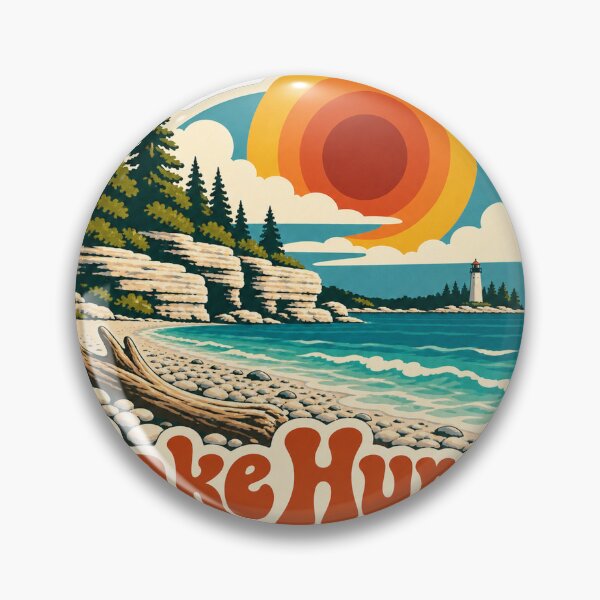 Item preview, Lake Huron Michigan Travel Souvenir - Retro Illustration designed and sold by VisualArtsOasis.