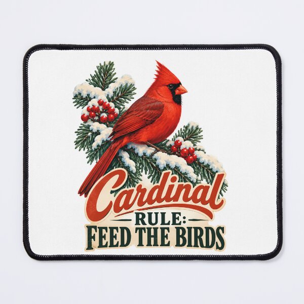 Item preview, Cardinal Rule Feed The Birds - Vintage Red Cardinal Christmas Bird designed and sold by Neurospicy Trolls.