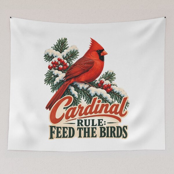 Item preview, Cardinal Rule Feed The Birds - Vintage Red Cardinal Christmas Bird designed and sold by Neurospicy Trolls.