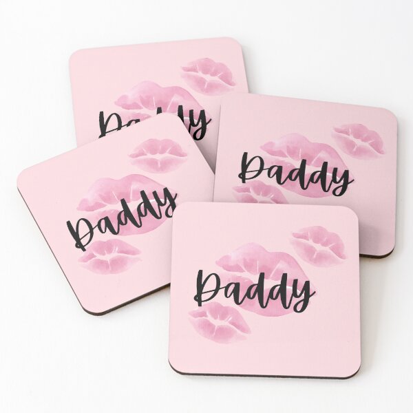 Item preview, Daddy Typography with Pink Lipstick Kiss Marks or Trendy Pink Kiss Graphic Art designed and sold by Black-sass.