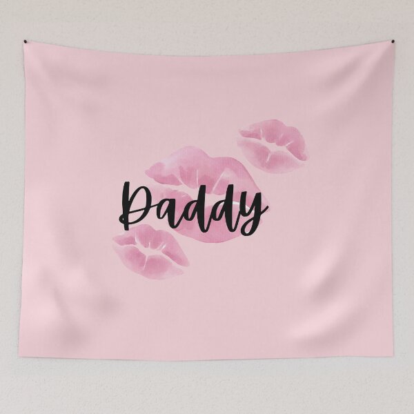 Item preview, Daddy Typography with Pink Lipstick Kiss Marks or Trendy Pink Kiss Graphic Art designed and sold by Black-sass.