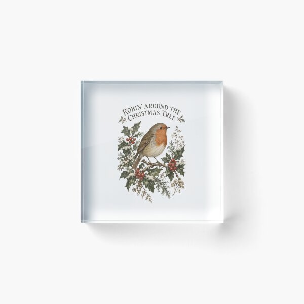 Item preview, Robin Around The Christmas Tree - Vintage European Robin Christmas designed and sold by Neurospicy Trolls.