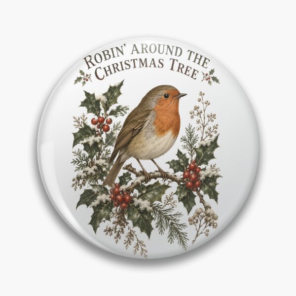 Item preview, Robin Around The Christmas Tree - Vintage European Robin Christmas designed and sold by Neurospicy Trolls.