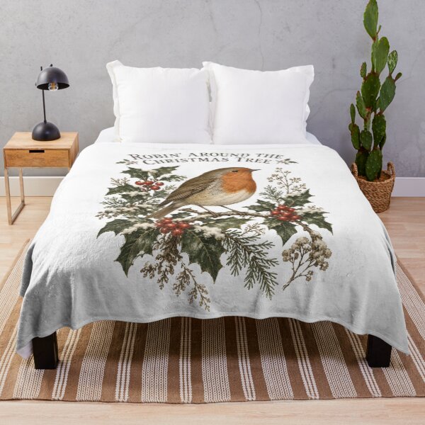Item preview, Robin Around The Christmas Tree - Vintage European Robin Christmas designed and sold by Neurospicy Trolls.
