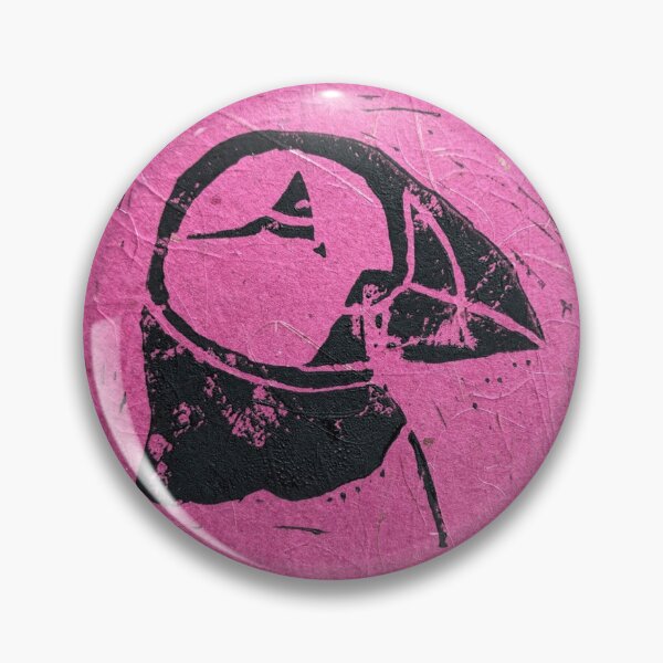 Item preview, Puffin linoprint on fuschia designed and sold by Pebbles on the Beach.