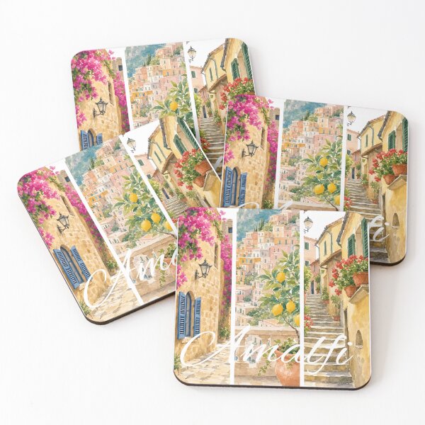 Item preview, Amalfi Coast Italy – Vintage Mediterranean Travel Watercolor designed and sold by SoftLifeClub.
