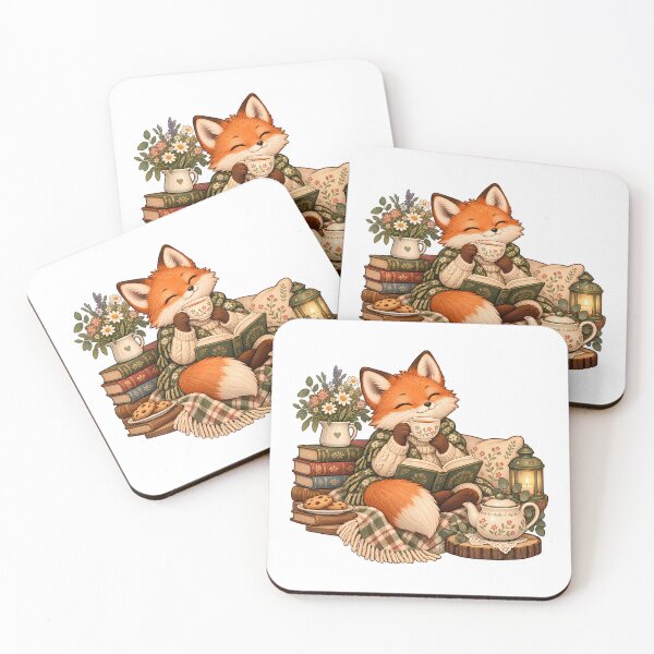 Item preview, Tea and Books Fox Cozy Cottagecore Reader designed and sold by BLUEFOX05.