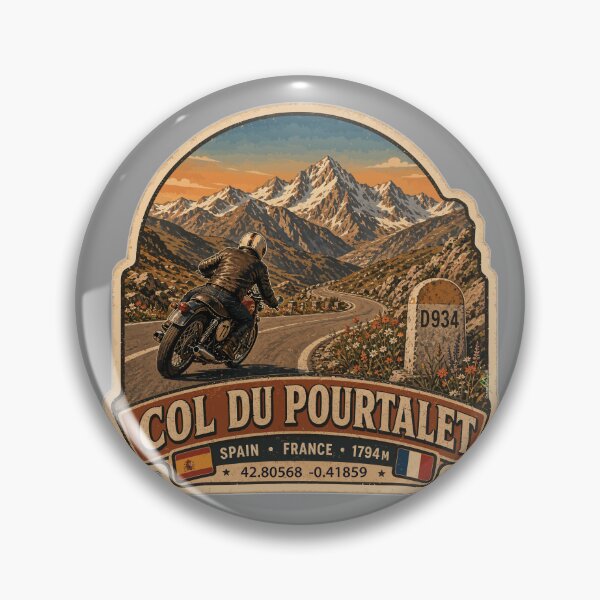 Item preview, Col du Pourtalet Spain France Motorcycle Route des Cols Pyrenees Sticker TShirt 02 designed and sold by OuterShellUK.