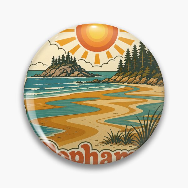 Item preview, Popham Beach Maine Travel Souvenir - Retro Illustration designed and sold by VisualArtsOasis.