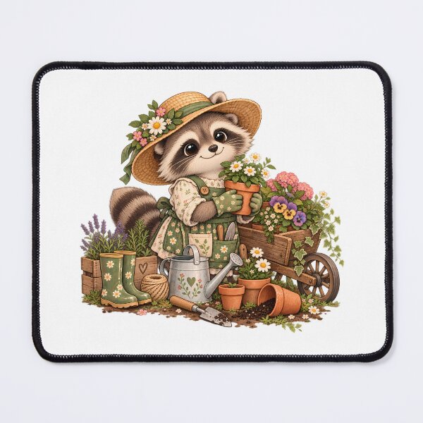Item preview, Gardening Raccoon Cottagecore Garden Lover designed and sold by BLUEFOX05.