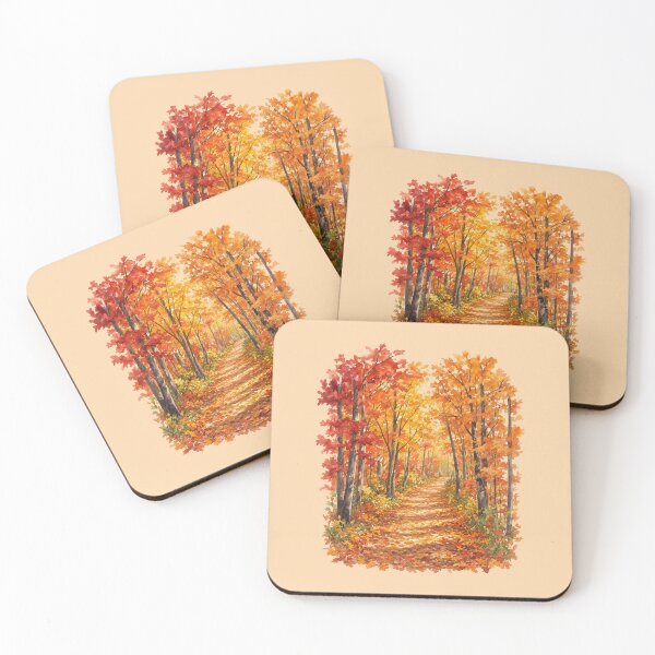 Item preview, Autumn Forest Path Watercolor Fall Woods Landscape designed and sold by SolutionsArt.