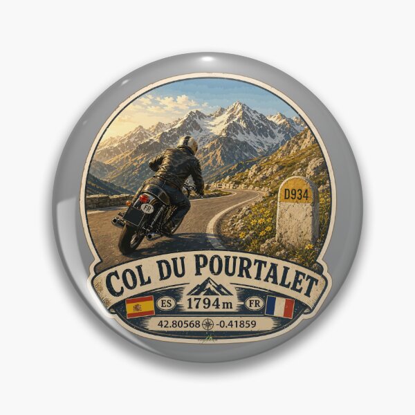 Item preview, Col du Pourtalet Spain France Motorcycle Route des Cols Pyrenees Sticker TShirt 03 designed and sold by OuterShellUK.