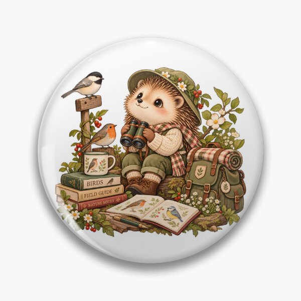 Item preview, Birdwatching Hedgehog Cozy Nature Explorer designed and sold by BLUEFOX05.