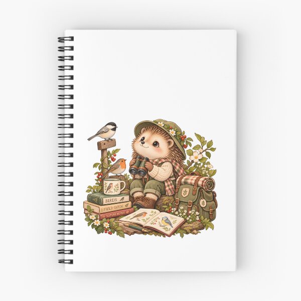 Item preview, Birdwatching Hedgehog Cozy Nature Explorer designed and sold by BLUEFOX05.