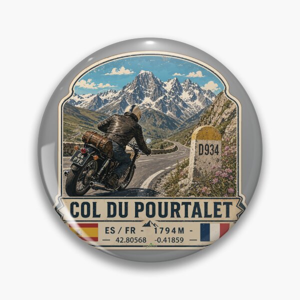 Item preview, Col du Pourtalet Spain France Motorcycle Route des Cols Pyrenees Sticker TShirt 04 designed and sold by OuterShellUK.