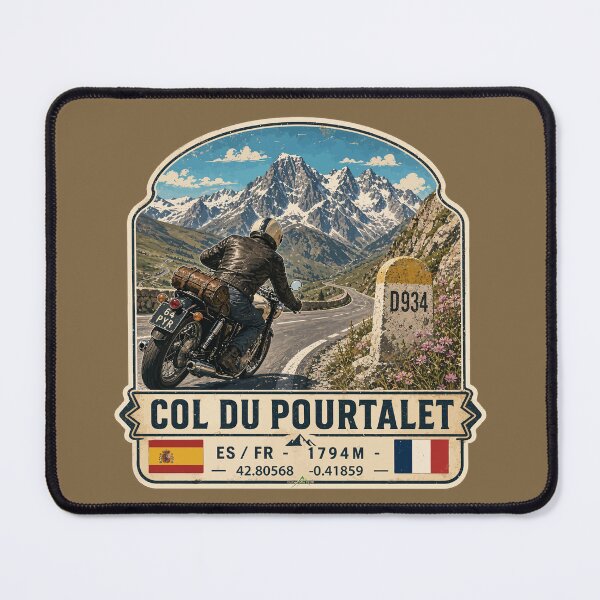Item preview, Col du Pourtalet Spain France Motorcycle Route des Cols Pyrenees Sticker TShirt 04 designed and sold by OuterShellUK.