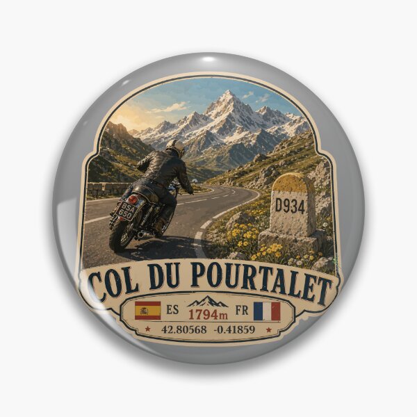 Item preview, Col du Pourtalet Spain France Motorcycle Route des Cols Pyrenees Sticker TShirt 05 designed and sold by OuterShellUK.