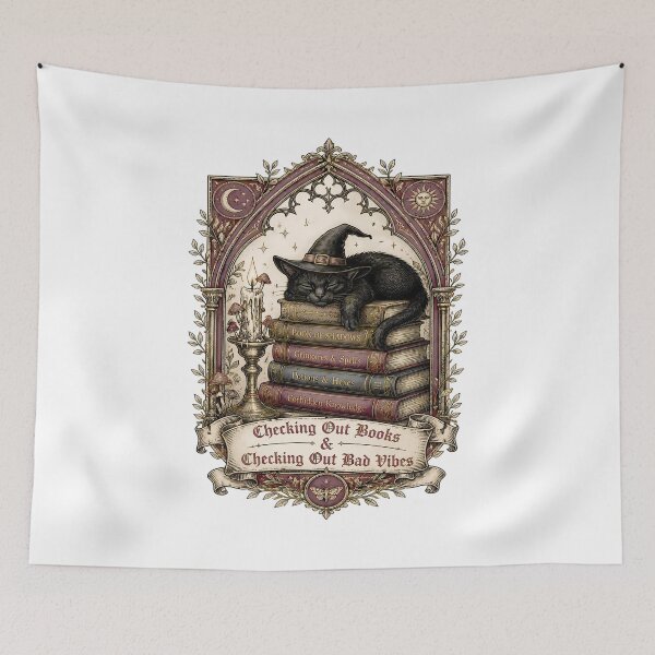 Item preview, Checking Out Books & Bad Vibes – Black Cat Witch designed and sold by Art-Arcade6.