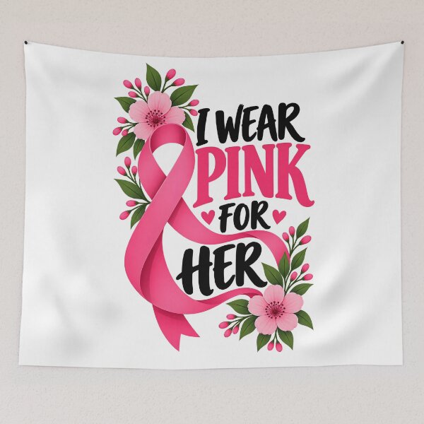 Item preview, I Wear Pink For Her Breast Cancer Awareness Ribbon designed and sold by UniversPlant | Blooming with Hope.