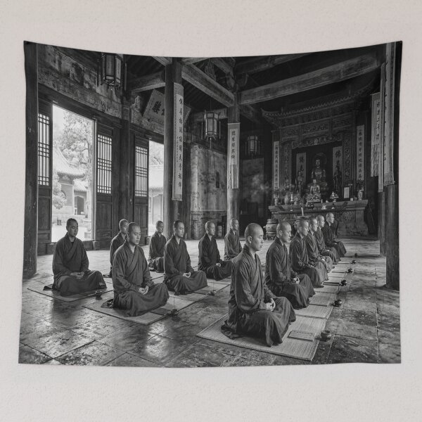 Item preview, Shaolin Monks Meditating in Traditional Temple Hall designed and sold by Solomon-Ent-144.
