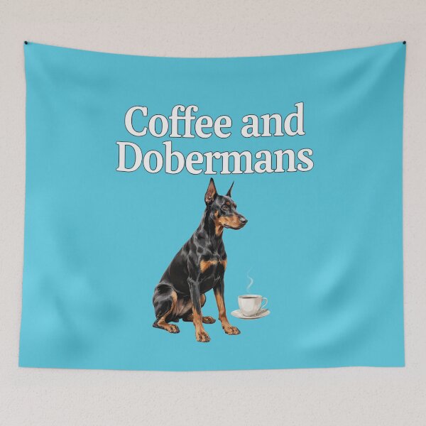 Item preview, Coffee and Dobermans Pet Dog Owner Art Design designed and sold by fantasticdesign.
