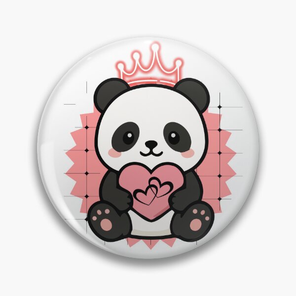 Item preview, Cute Queen Panda with Pink Heart Illustration designed and sold by Palette _Vibes.