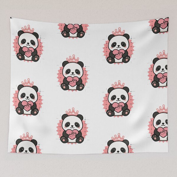 Item preview, Cute Queen Panda with Pink Heart Illustration designed and sold by Palette _Vibes.