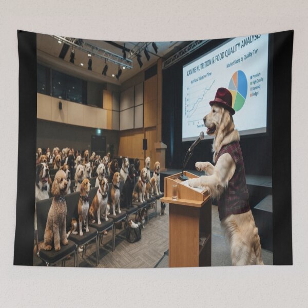 Item preview, Golden Retriever Presenting Canine Nutrition Business Meeting Digital Art designed and sold by AfresStudio.